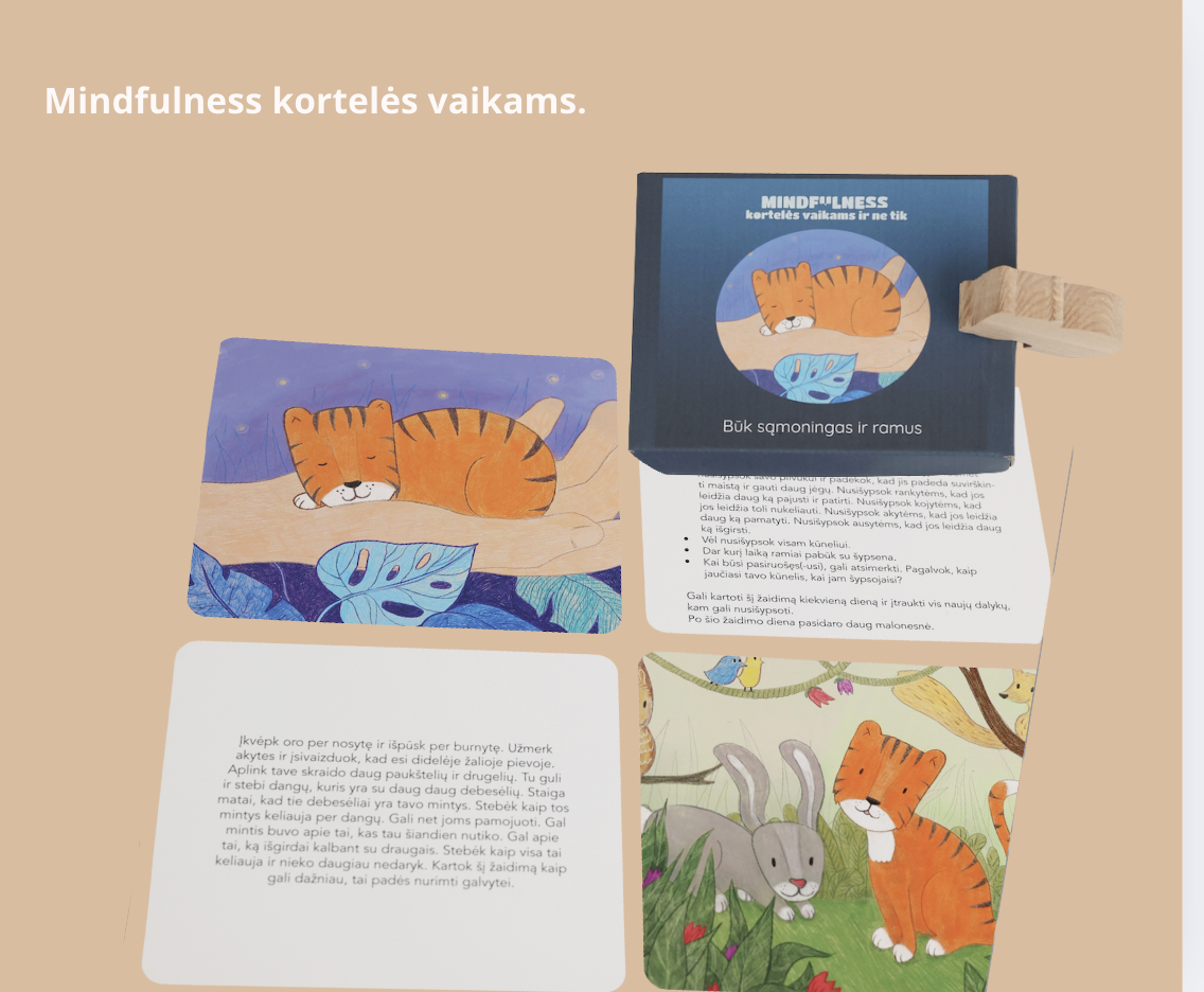 Mindfulness kortelės vaikams.