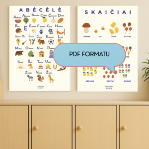 Abėcėlė ir skaičiai iki 10, PDF formatu.