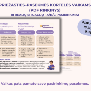 Priežasties–pasekmės kortelių rinkinys PDF formatu (9–16 m.)