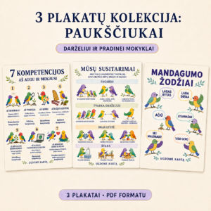 Mūsų susitarimai ir mandagumo žodžiai - 3 plakatų rinkinys. Spausdintinas variantas.