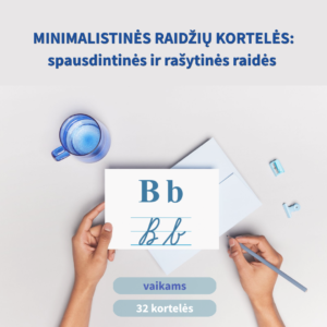 Lietuviškos abėcėlės kortelės – 32 raidės. Spausdintos.