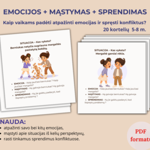 Atnaujinta versija. Emocijos - mąstymas - sprendimas. 5 - 8 m. vaikams. PDF formatu.