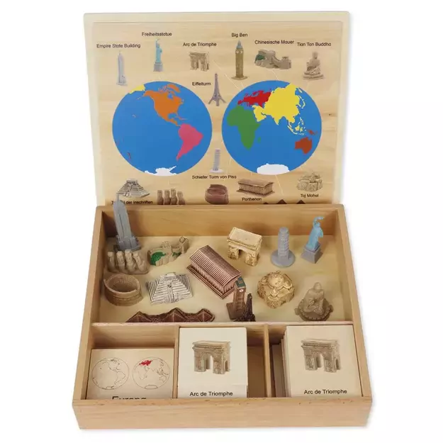 TimeTEX Žemynų įžymybių dėžutė (Vokiška versija) „Montessori Premium“